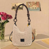 Maxbell Crochet Beach Casual Hollow Classic Shoulder Bag for Daily Everyday Work Brown