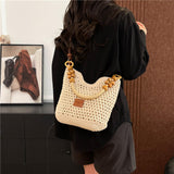 Maxbell Crochet Beach Casual Hollow Classic Shoulder Bag for Daily Everyday Work Brown
