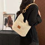 Maxbell Crochet Beach Casual Hollow Classic Shoulder Bag for Daily Everyday Work Brown