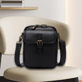 Maxbell Shoulder Bag Double Zipper Unisex Versatile Crossbody Bag for Women Men Work black