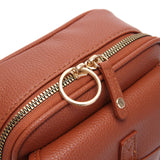 Maxbell Shoulder Bag Double Zipper Unisex Versatile Crossbody Bag for Women Men Work brown