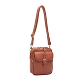Maxbell Shoulder Bag Double Zipper Unisex Versatile Crossbody Bag for Women Men Work brown