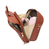 Maxbell Shoulder Bag Double Zipper Unisex Versatile Crossbody Bag for Women Men Work brown