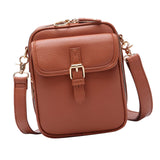 Maxbell Shoulder Bag Double Zipper Unisex Versatile Crossbody Bag for Women Men Work brown
