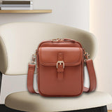 Maxbell Shoulder Bag Double Zipper Unisex Versatile Crossbody Bag for Women Men Work brown