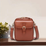 Maxbell Shoulder Bag Double Zipper Unisex Versatile Crossbody Bag for Women Men Work brown