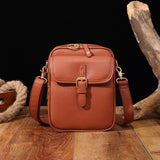 Maxbell Shoulder Bag Double Zipper Unisex Versatile Crossbody Bag for Women Men Work brown