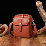 Maxbell Shoulder Bag Double Zipper Unisex Versatile Crossbody Bag for Women Men Work brown