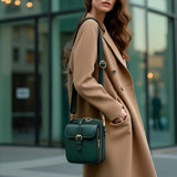 Maxbell Shoulder Bag Double Zipper Unisex Versatile Crossbody Bag for Women Men Work green