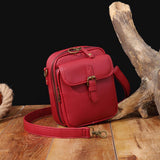 Maxbell Shoulder Bag Double Zipper Unisex Versatile Crossbody Bag for Women Men Work red
