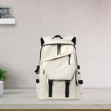 Maxbell Student Backpack Middle School Chic College Rucksack for School Daily Travel White