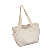 Maxbell Women Shoulder Bag Fashion Female Canvas Tote Bag for Vacation Party Outdoor beige white