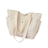 Maxbell Women Shoulder Bag Fashion Female Canvas Tote Bag for Vacation Party Outdoor beige white