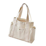 Maxbell Women Shoulder Bag Fashion Female Canvas Tote Bag for Vacation Party Outdoor beige white