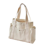 Maxbell Women Shoulder Bag Fashion Female Canvas Tote Bag for Vacation Party Outdoor beige white