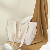 Maxbell Women Shoulder Bag Fashion Female Canvas Tote Bag for Vacation Party Outdoor beige white