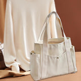 Maxbell Women Shoulder Bag Fashion Female Canvas Tote Bag for Vacation Party Outdoor beige white