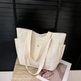 Maxbell Women Shoulder Bag Fashion Female Canvas Tote Bag for Vacation Party Outdoor beige white