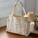 Maxbell Women Shoulder Bag Fashion Female Canvas Tote Bag for Vacation Party Outdoor beige white
