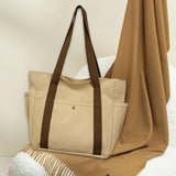Maxbell Women Shoulder Bag Fashion Female Canvas Tote Bag for Vacation Party Outdoor Khaki