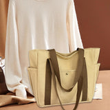 Maxbell Women Shoulder Bag Fashion Female Canvas Tote Bag for Vacation Party Outdoor Khaki