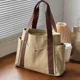 Maxbell Women Shoulder Bag Fashion Female Canvas Tote Bag for Vacation Party Outdoor Khaki