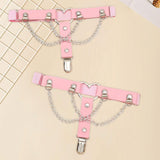 Maxbell 2x Thigh Garter Punk Elastic Garter Belt for Club Festival Outfits Halloween Pink