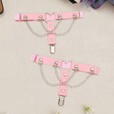 Maxbell 2x Thigh Garter Punk Elastic Garter Belt for Club Festival Outfits Halloween Pink