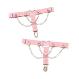 Maxbell 2x Thigh Garter Punk Elastic Garter Belt for Club Festival Outfits Halloween Pink