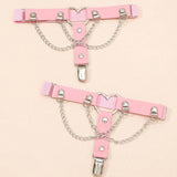 Maxbell 2x Thigh Garter Punk Elastic Garter Belt for Club Festival Outfits Halloween Pink