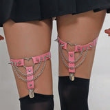 Maxbell 2x Thigh Garter Punk Elastic Garter Belt for Club Festival Outfits Halloween Pink