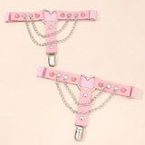 Maxbell 2x Thigh Garter Punk Elastic Garter Belt for Club Festival Outfits Halloween Pink