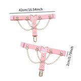 Maxbell 2x Thigh Garter Punk Elastic Garter Belt for Club Festival Outfits Halloween Pink