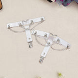 Maxbell 2x Thigh Garter Punk Elastic Garter Belt for Club Festival Outfits Halloween White