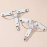 Maxbell 2x Thigh Garter Punk Elastic Garter Belt for Club Festival Outfits Halloween White