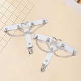 Maxbell 2x Thigh Garter Punk Elastic Garter Belt for Club Festival Outfits Halloween White