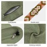 Maxbell Corduroy Tote Bag Zipper Closure Trendy Crossbody for Work Shopping Everyday Green
