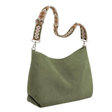 Maxbell Corduroy Tote Bag Zipper Closure Trendy Crossbody for Work Shopping Everyday Green