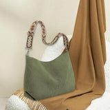 Maxbell Corduroy Tote Bag Zipper Closure Trendy Crossbody for Work Shopping Everyday Green