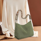 Maxbell Corduroy Tote Bag Zipper Closure Trendy Crossbody for Work Shopping Everyday Green