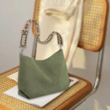 Maxbell Corduroy Tote Bag Zipper Closure Trendy Crossbody for Work Shopping Everyday Green
