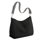 Maxbell Corduroy Tote Bag Zipper Closure Trendy Crossbody for Work Shopping Everyday Black