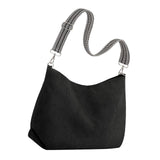 Maxbell Corduroy Tote Bag Zipper Closure Trendy Crossbody for Work Shopping Everyday Black