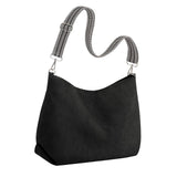 Maxbell Corduroy Tote Bag Zipper Closure Trendy Crossbody for Work Shopping Everyday Black