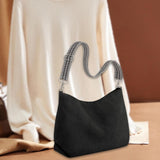 Maxbell Corduroy Tote Bag Zipper Closure Trendy Crossbody for Work Shopping Everyday Black