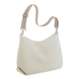 Maxbell Corduroy Tote Bag Zipper Closure Trendy Crossbody for Work Shopping Everyday Beige