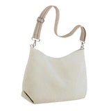 Maxbell Corduroy Tote Bag Zipper Closure Trendy Crossbody for Work Shopping Everyday Beige
