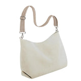 Maxbell Corduroy Tote Bag Zipper Closure Trendy Crossbody for Work Shopping Everyday Beige