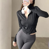 Maxbell Workout Jacket Women Lightweight Yoga Crop Tops Breathable Trendy Activewear M Black