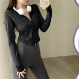 Maxbell Workout Jacket Women Lightweight Yoga Crop Tops Breathable Trendy Activewear M Black